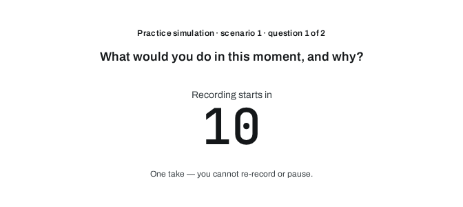 10-second countdown before a one-take video answer