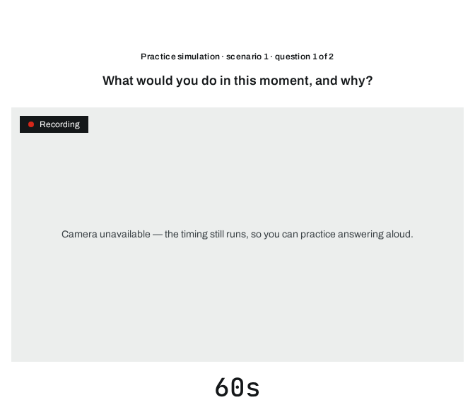 Recording screen with REC indicator and 60-second countdown